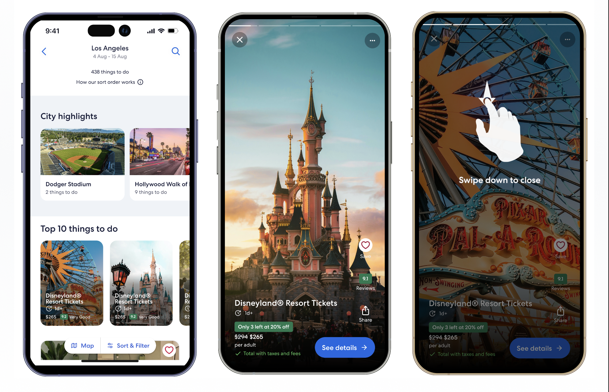 Expedia Activity Discovery — High-fidelity screens